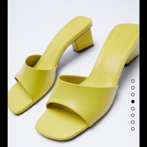 Zara Thick Heel Yellow/Green Mule size 38